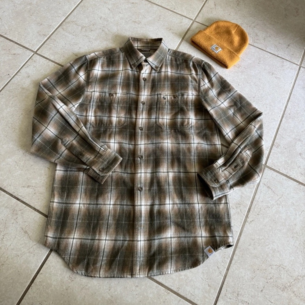 Carhartt Orange Beanie and Plaid Shirt Relaxed Fit